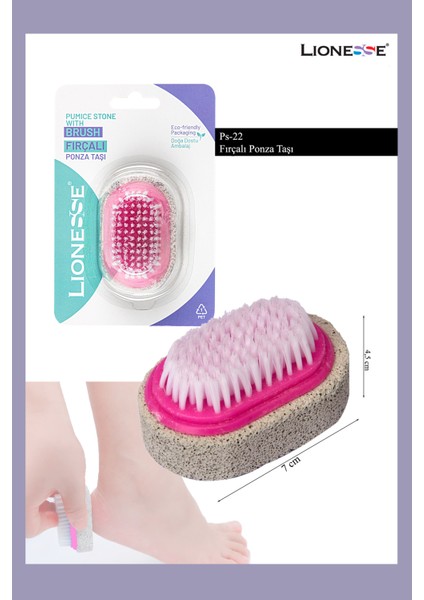 Çift Taraflı Ponza Taşı, Topuk ve Tırnak Bakımı Için Fırçalı, Güzel ve Sağlıklı Görünüm