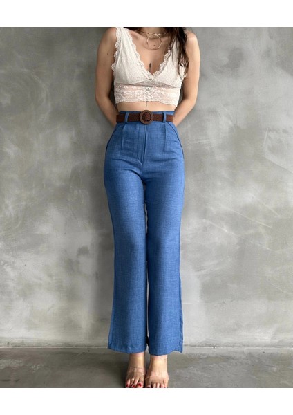 Beli Kemerli Keten Pantolon modelleri