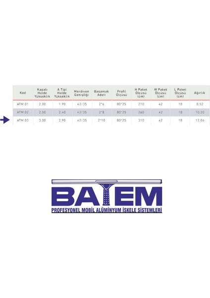 A Tipi Alüminyum Merdiven 3 Metre 2X10 Basamaklı (Atm.03) fırsatları