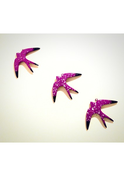 Antioch Artdesign Üçlü Kırlangıç Duvar Süsü Üçlü Kuş Bahçe Balkon Süsü Ev Dekor Eşya