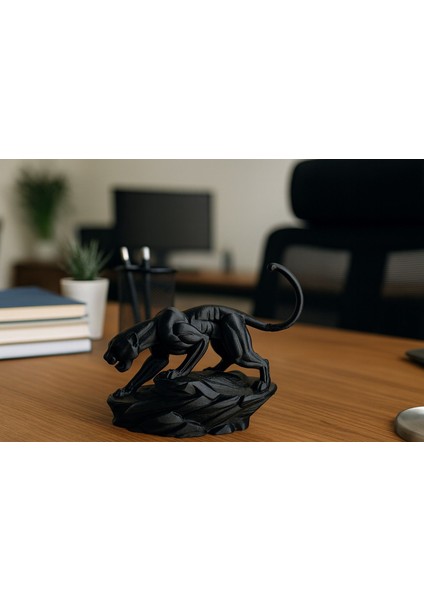Siyah Panter Figürü Dekoratif Obje Hediye Seçeneği Masa Süsü Modern Ev Dekorasyonu Panter Biblo