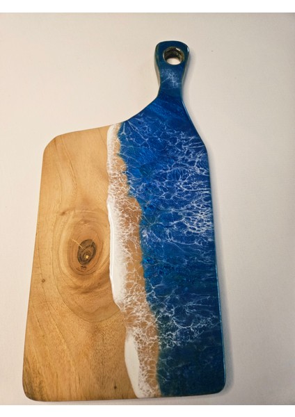 Doğal Ceviz Ağacından Özel Tasarım Epoksi Sunumluk & Mavi -Beyaz modelleri