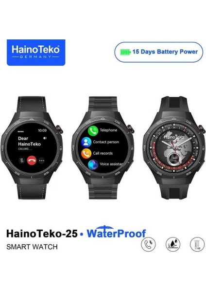 Haino Teko Amoled Ekran Su Geçirmez 3 Kordonlu Akıllı Saat Erkek Siyah TEKO25 fiyatları