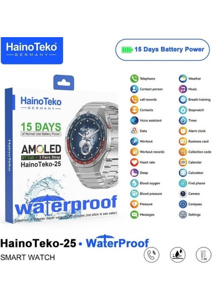 Haino Teko Amoled Ekran Su Geçirmez 3 Kordonlu Akıllı Saat Erkek Siyah TEKO25 indirimleri