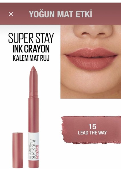 Maybelline New York Dudak Kalem Ruj - Sw Superstay Ink Crayon 15 Lead The Way fiyatları