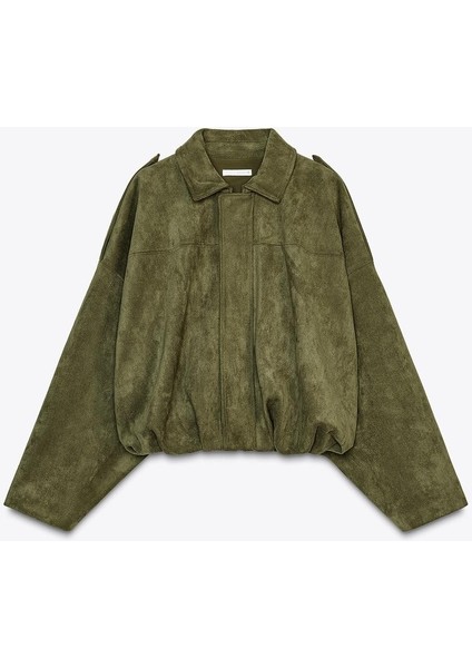 Süet Apoletli Bomber Ceket