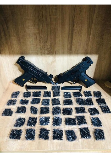 Boncuklu 2 Adet Uzi Silah + 42 Paket Mermi