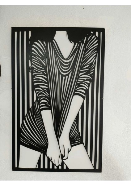 Siyah 30X50CM Modern Kız Duvar Süsü - 6mm Mdf