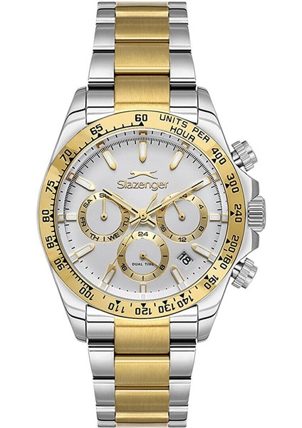 SL.09.2512.2.06 Erkek Kol Saati – Beyaz Kadran, Çelik ve Altın Renk Detaylı