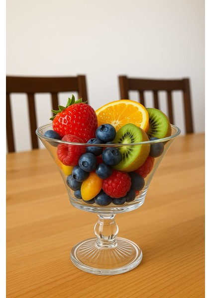 Ayaklı Cam Kase - Şeffaf Dekoratif Sunum Kasesi | Büyük Boy Meyve Salata Kasesi