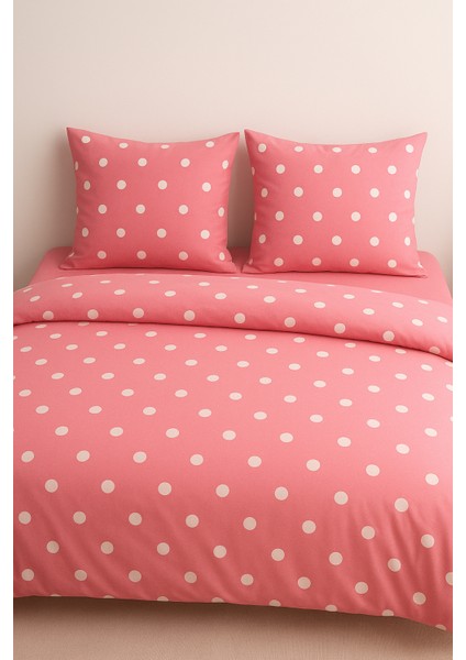 Pembe Renkli Puantiyeli Yorgan Kılıfı