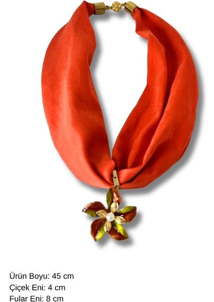 Çiçek Detaylı Şık Tasarım Kumaş Fular Kolye fırsatları