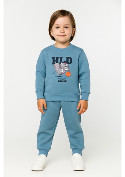 Sincap Baskı Şardonlu Içi Polar 3 Ip Erkek Çocuk Eşofman Takım