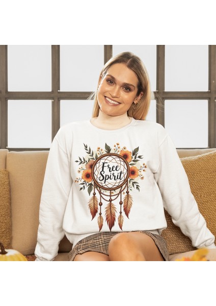 Free Spirit Kadın Oversize Sweatshirt – Bohem Tarz ve Özgür Ruh