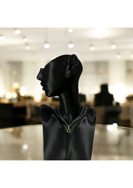 925 Ayar Gümüş Altın Kaplama Şans Çiçeği Van Cleef Minimal Kolye Kadın