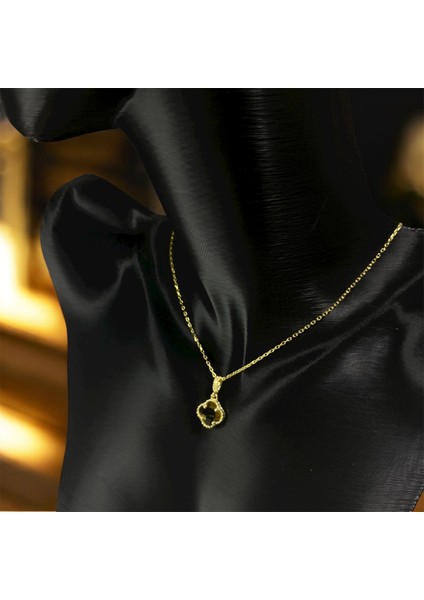 925 Ayar Gümüş Altın Kaplama Şans Çiçeği Van Cleef Minimal Kolye Kadın fiyatları