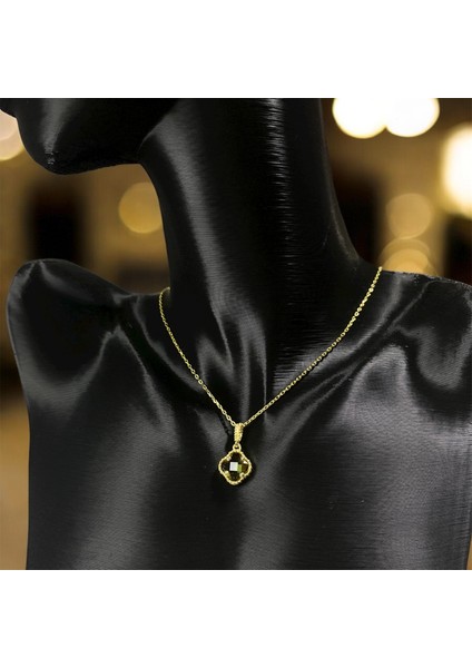925 Ayar Gümüş Altın Kaplama Şans Çiçeği Van Cleef Minimal Kolye Kadın modelleri