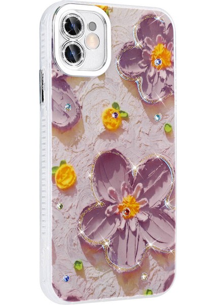 Apple iPhone 11 Kılıf Çiçek Desenli Parlak Taşlı Sert Silikon Garden Kapak fırsatları