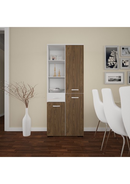 55x160 cm 3 Kapaklı Tek Çekmeceli Raflı Banyo Dolabı Çok Amaçlı Dolap