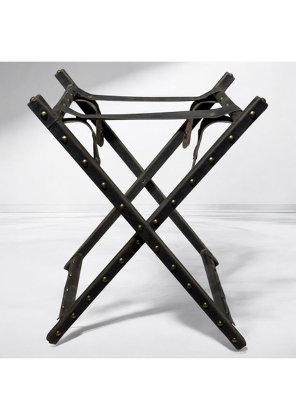 Middle Deri Kaplama Ahşap Stand