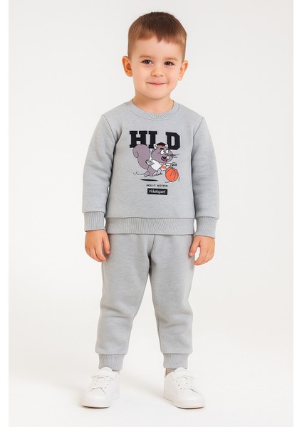 Sincap Baskı Şardonlu Içi Polar 3 Ip Erkek Çocuk Eşofman Takım