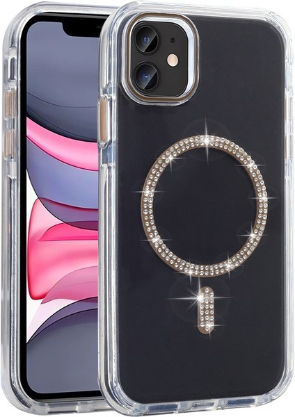 Apple iPhone 11 Kılıf Taşlı Tasarım M-Safe Şarj Özellikli Koment Silikon Kapak fiyatları