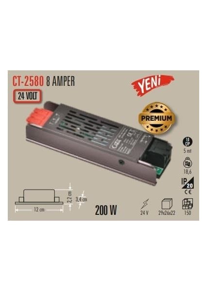 CT-2580 24V 8 Amper 200W LED Trafo