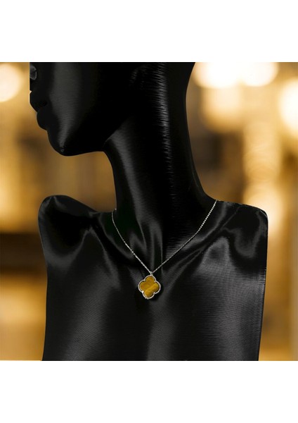 925 Ayar Gümüş Amber Glow Yonca Van Cleef Kadın Kolye modelleri