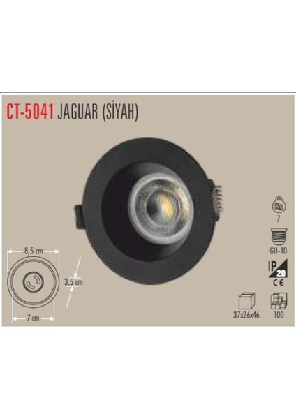 CT-5041 Jaguar Yuvarlak Siyah Spot Kasası