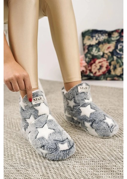 Kadın Sıcak Astarlı Panduf Ev Botu Ev Ayakkabısı Kalın Hafif Tabanlı