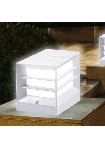 Beyaz Kasa Set Üstü Panjurlu Küp Bahçe Armatürü Dış Mekan Aplik