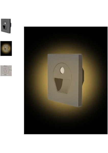 CT-5170 Fg 1W 3000K Günışığı Füme Kasa Sensörlü Koridor Armatürü