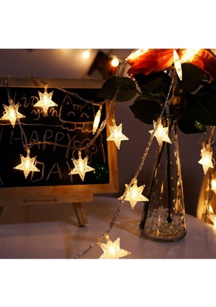 Yılbaşı LED Işık Yıldız Ip LED 5 mt Fişli Beyaz