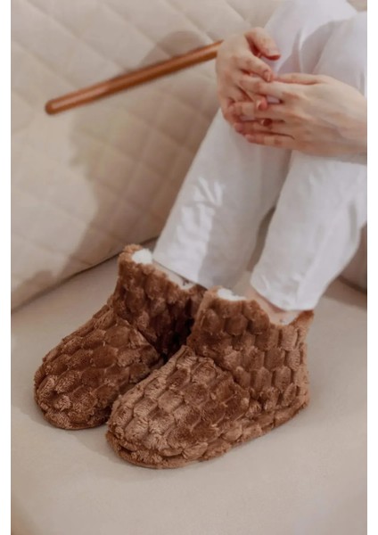 Kadın Sıcak Astarlı Panduf Ev Botu Ev Ayakkabısı Kalın Hafif Tabanlı