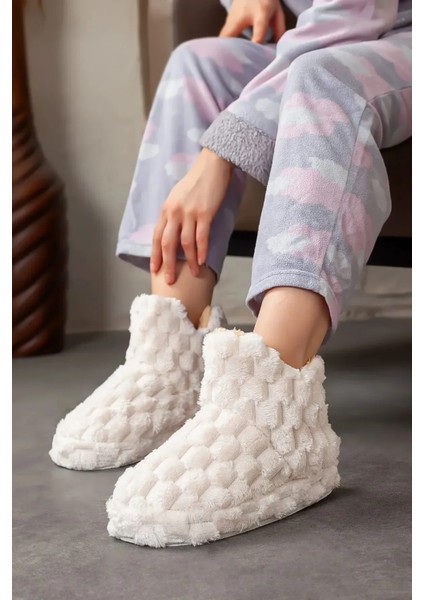 Kadın Sıcak Astarlı Panduf Ev Botu Ev Ayakkabısı Kalın Hafif Tabanlı