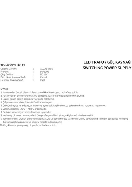 Inoled 20,8 Amper 12V LED Trafosu 250 Watt İNO-2125 fırsatları