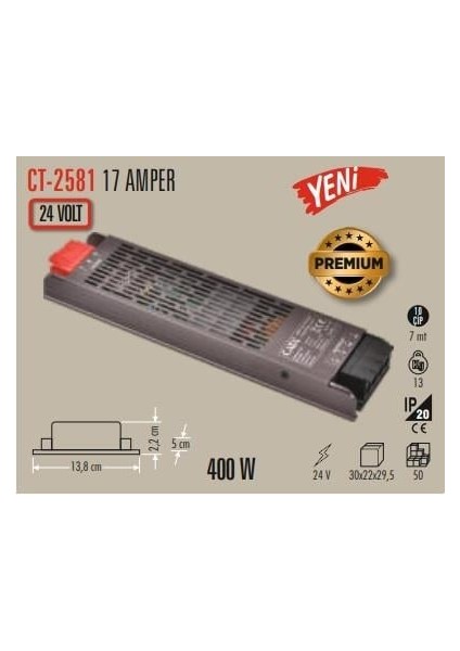 CT-2581 24V 17 Amper 400W LED Trafo