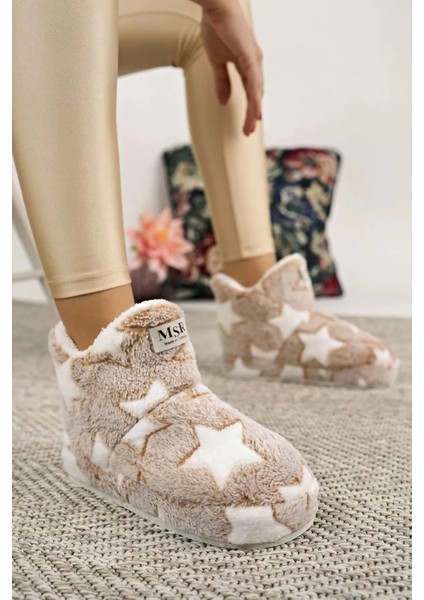 Kadın Sıcak Astarlı Panduf Ev Botu Ev Ayakkabısı Kalın Hafif Tabanlı