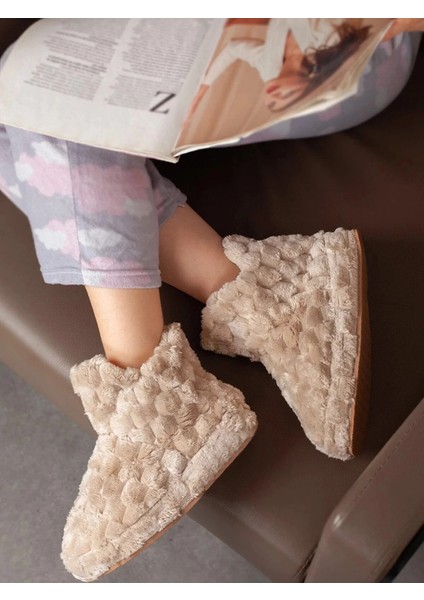 Kadın Sıcak Astarlı Panduf Ev Botu Ev Ayakkabısı Kalın Hafif Tabanlı