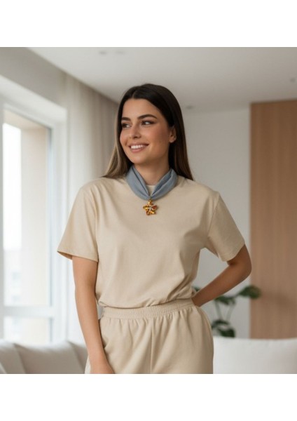 Çiçek Detaylı Şık Tasarım Kumaş Fular Kolye modelleri