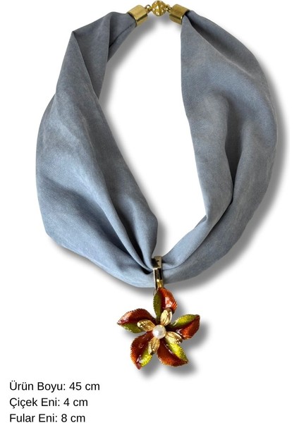 Çiçek Detaylı Şık Tasarım Kumaş Fular Kolye fırsatları