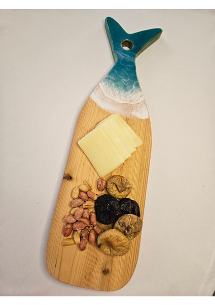 Sedir Ağacı Epoksi Sunumluk 46X13X2 cm – Deniz Temalı