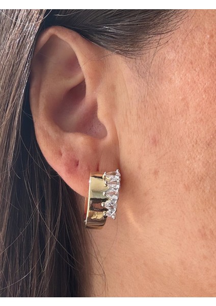 Damla Taşlı Kalın Halka Küpe fırsatları