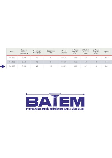 Tek Parça Alüminyum Merdiven 3 Metre 10 Basamaklı (TM.300) fiyatları