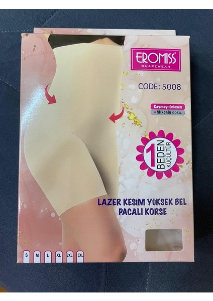 1beden Incelten Lazer Kesim Silikonlu Yüksek Bel Paçalı Korse 5008