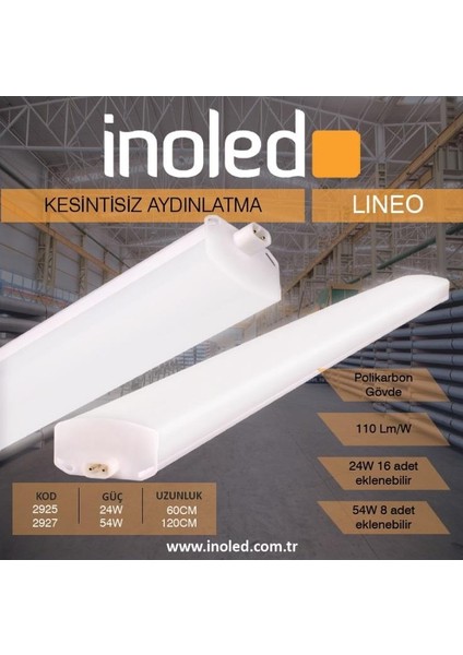 Inoled 24W Beyaz Ultra Yüksek Lümen Bant Armatür 6500K İNO-2925-01