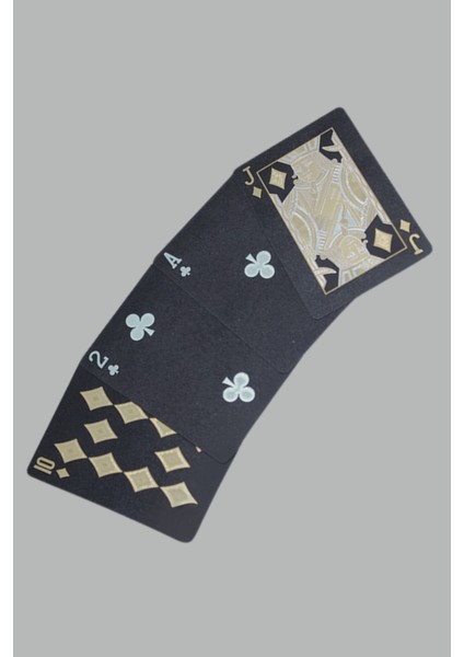 Büro Ev Ofis Yetişkin Oyunu Için Golden Korku Motifli Siyah Iskambil Kartı Seti modelleri