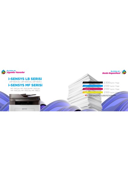 Canon CRG-055 Muadil Toner Takım - Çipli / LBP-662CDW / LBP-664CX / MF-741CDW / MF-742CDW / MF-743CDW / MF-744CD / MF-745CDW / MF-746CX