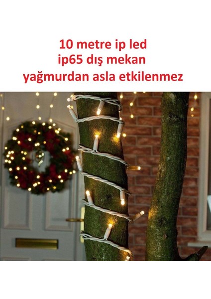 Yılbaşı LED Işık Ip LED 10 mt Beyaz IP65 Sabit Yanar Beyaz Kablo Al-80 220V