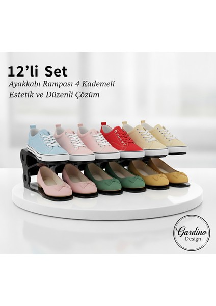 Home 12 Li Ayakkabı Rampası Ayakkabı Düzenleyici Dolap Içi Organizer - Siyah